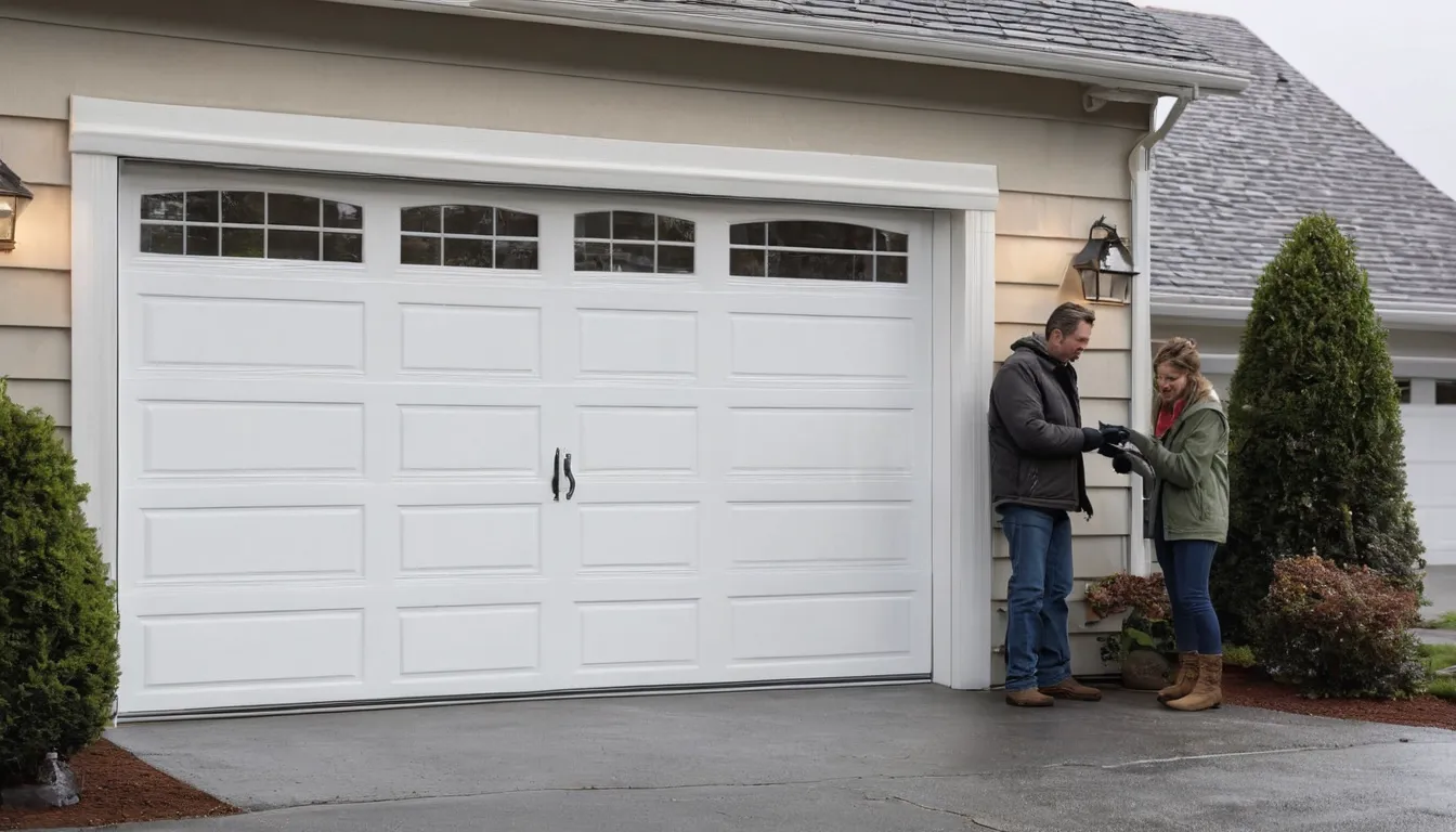 A local provider replacing a torsion spring above a garage door in a Sayreville home